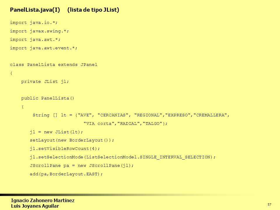 PanelLista.java(I) (lista de tipo JList)