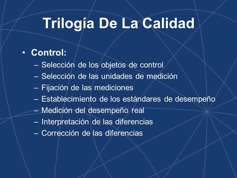 Trilogía De La Calidad Control: Selección de los objetos de control