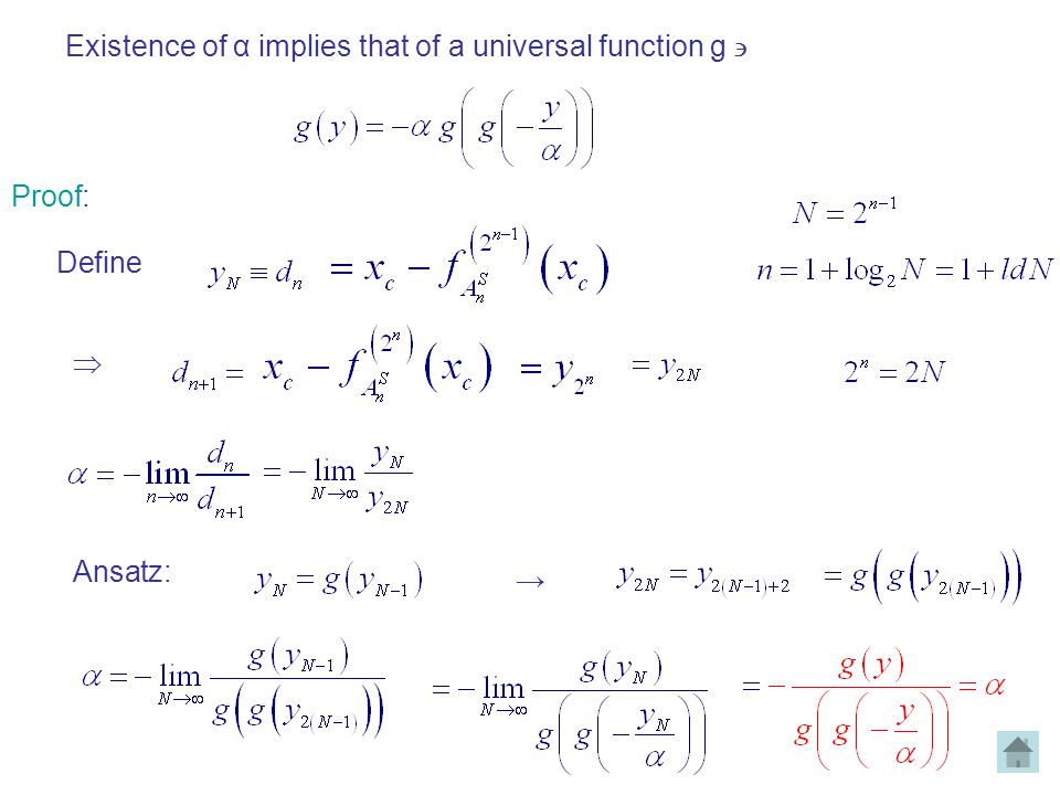 Existence of α implies that of a universal function g 