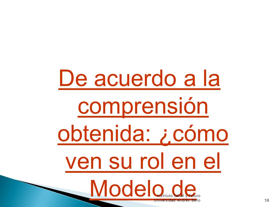 De acuerdo a la comprensión obtenida: ¿cómo ven su rol en el Modelo de atención