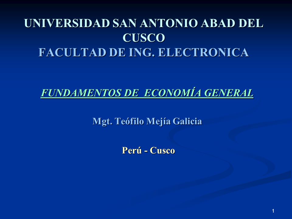 UNIVERSIDAD SAN ANTONIO ABAD DEL CUSCO FACULTAD DE ING. ELECTRONICA