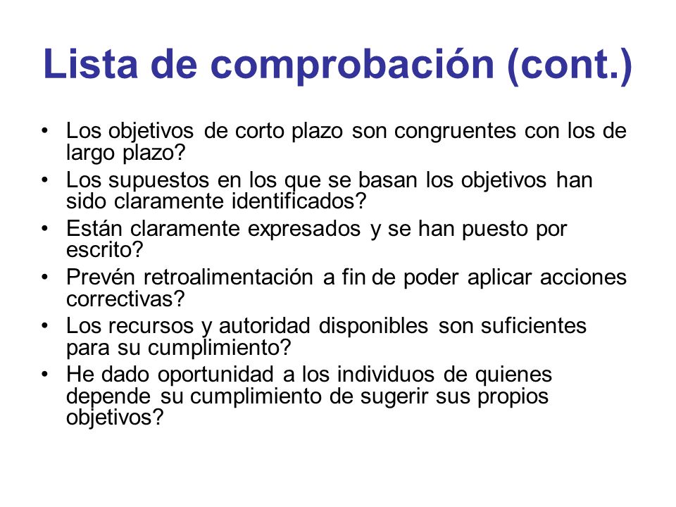 Lista de comprobación (cont.)