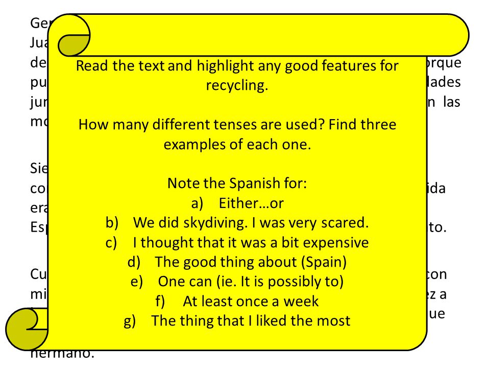 Read the text and highlight any good features for recycling.