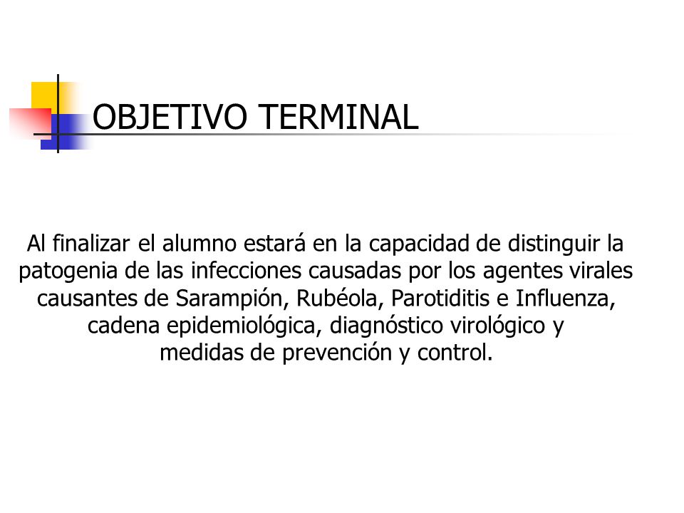 OBJETIVO TERMINAL Al finalizar el alumno estará en la capacidad de distinguir la. patogenia de las infecciones causadas por los agentes virales.