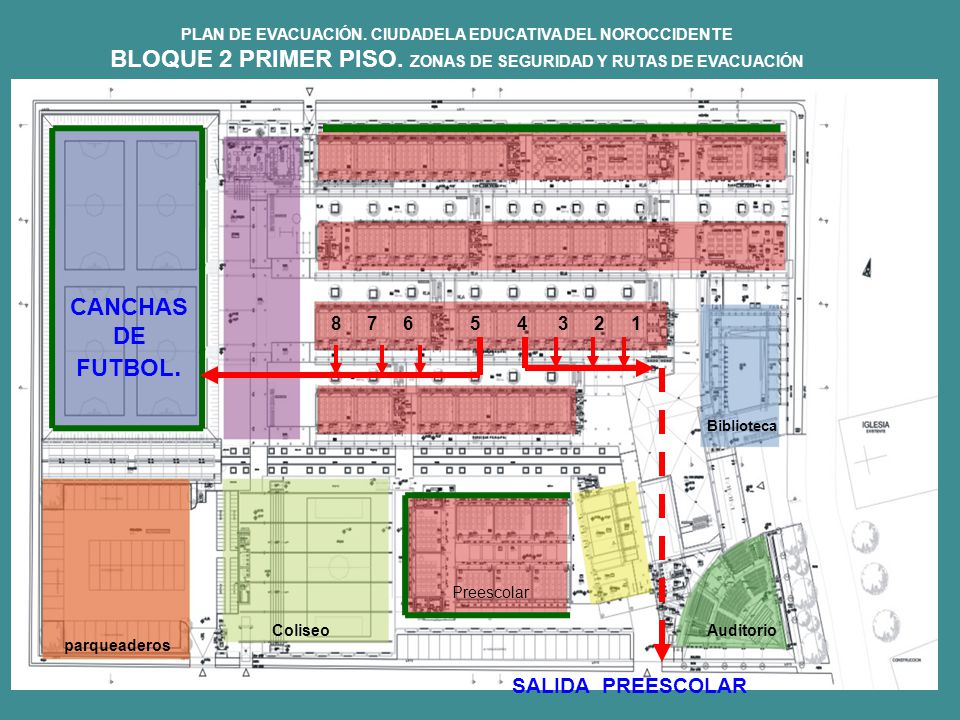 BLOQUE 2 PRIMER PISO. ZONAS DE SEGURIDAD Y RUTAS DE EVACUACIÓN