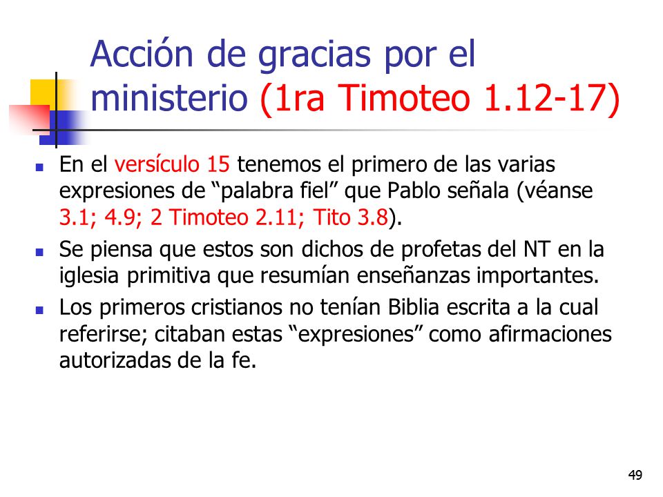 Acción de gracias por el ministerio (1ra Timoteo )