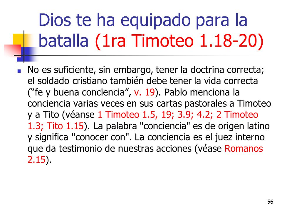 Dios te ha equipado para la batalla (1ra Timoteo )