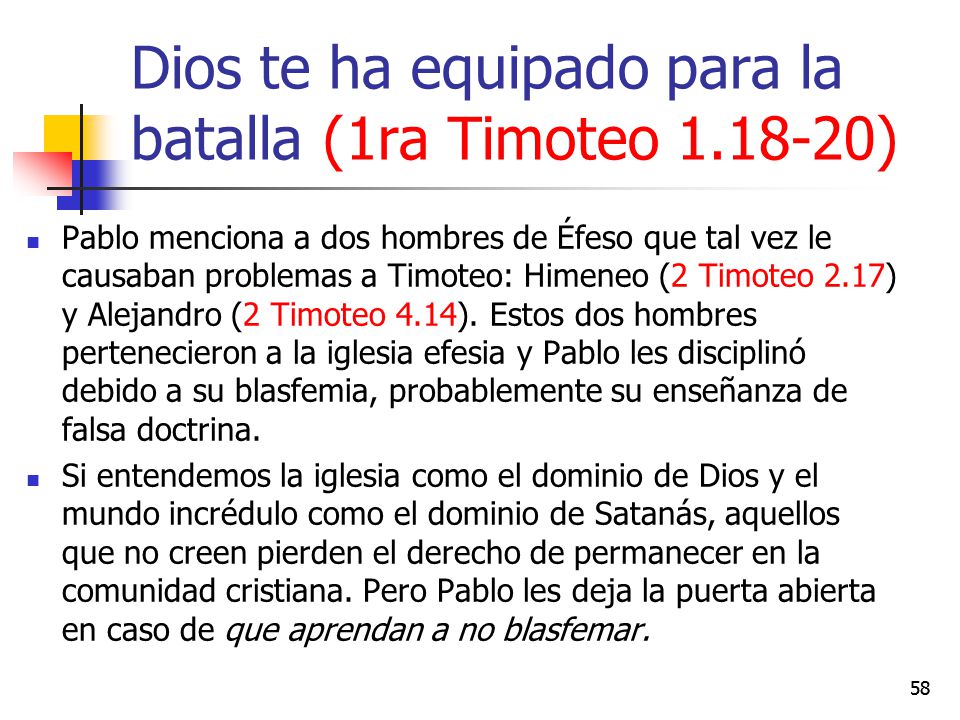 Dios te ha equipado para la batalla (1ra Timoteo )