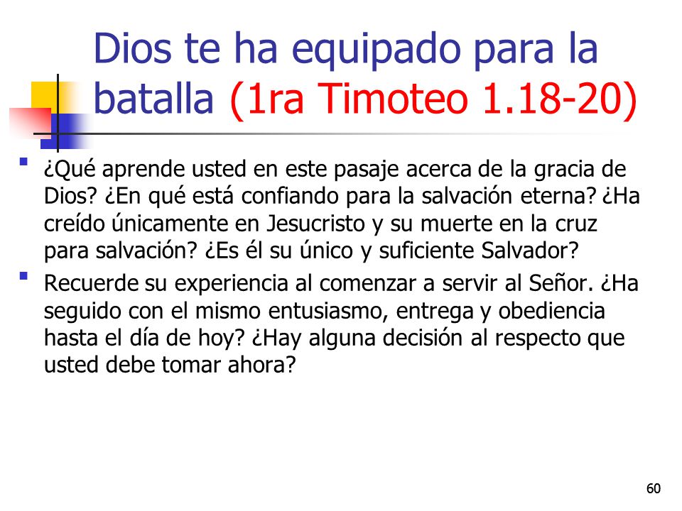 Dios te ha equipado para la batalla (1ra Timoteo )