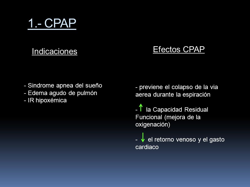 1.- CPAP Efectos CPAP Indicaciones - Sindrome apnea del sueño