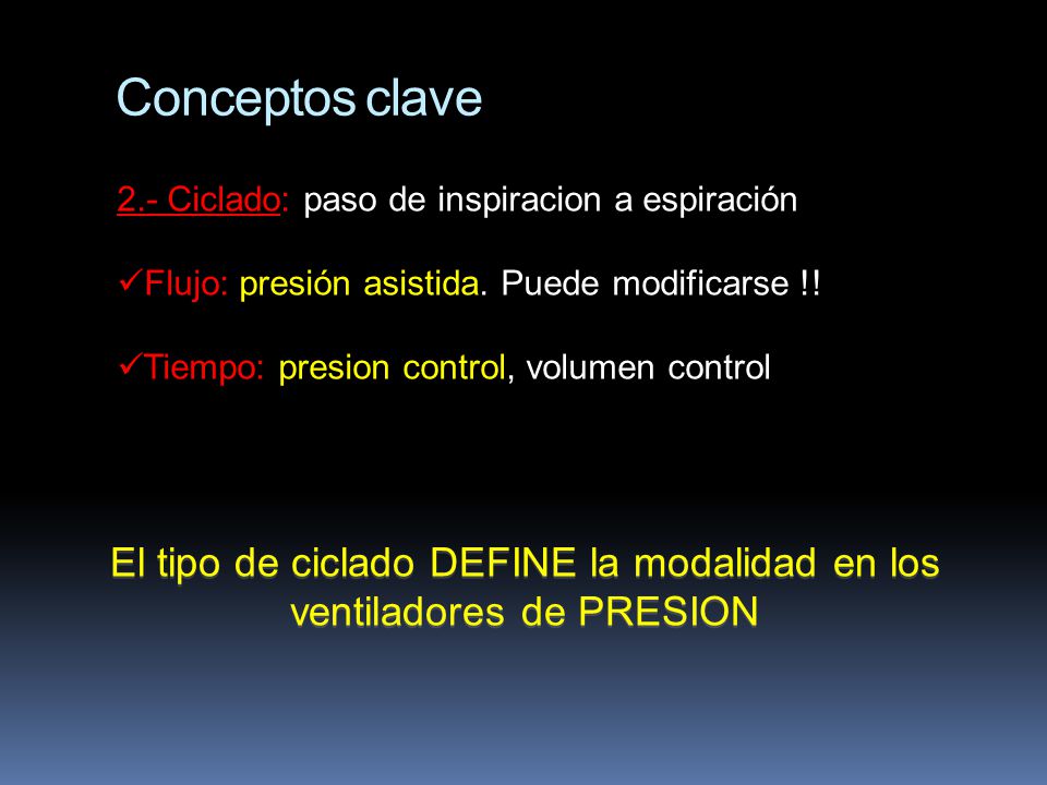 El tipo de ciclado DEFINE la modalidad en los ventiladores de PRESION