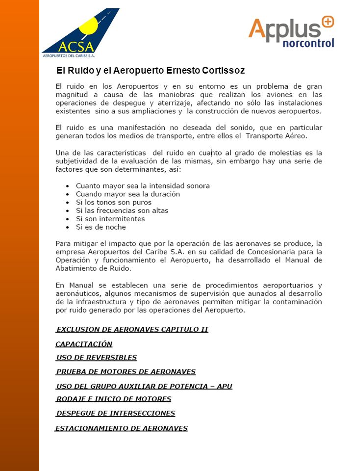 El Ruido y el Aeropuerto Ernesto Cortissoz