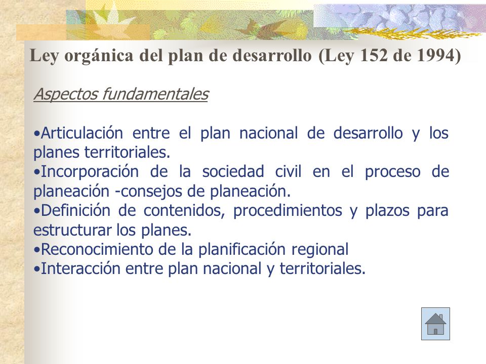 Ley orgánica del plan de desarrollo (Ley 152 de 1994)