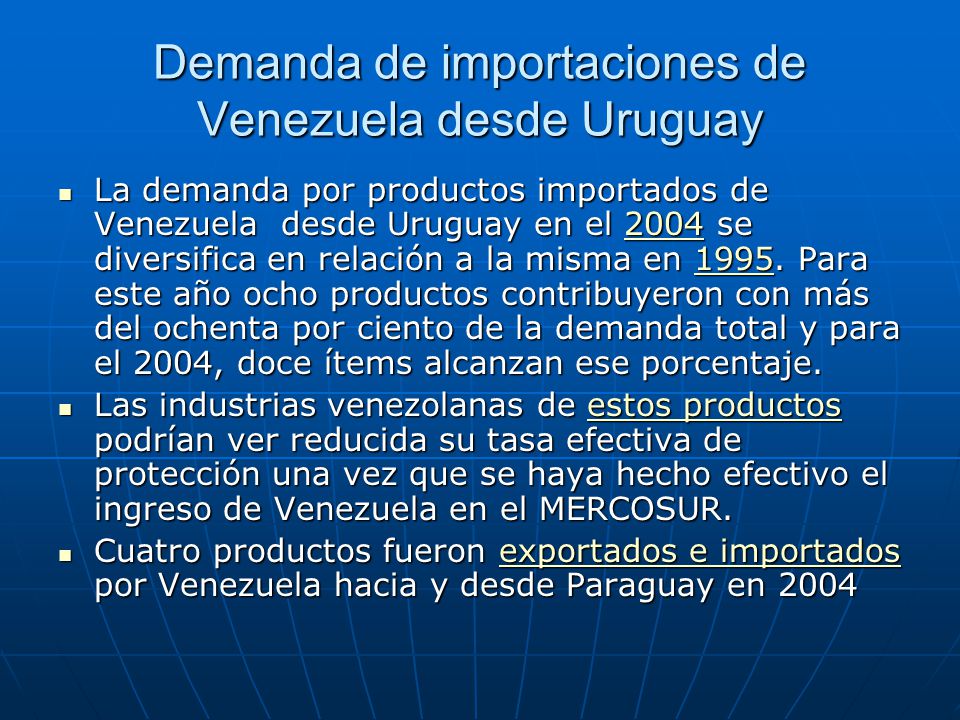 Demanda de importaciones de Venezuela desde Uruguay