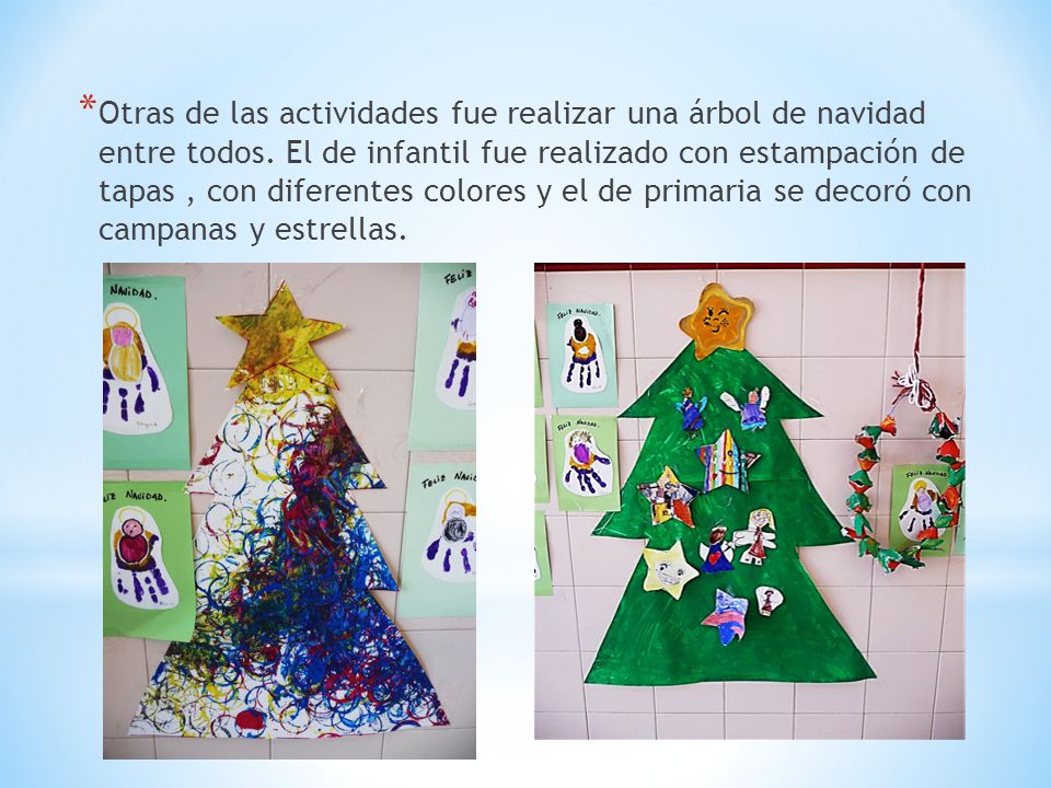 Otras de las actividades fue realizar una árbol de navidad entre todos