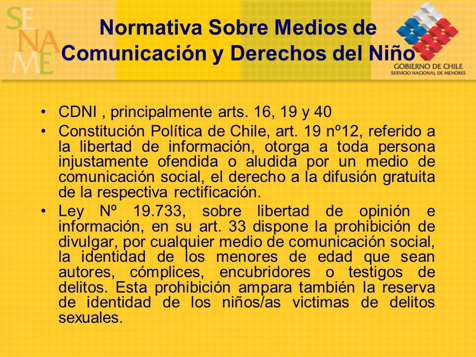 Normativa Sobre Medios de Comunicación y Derechos del Niño