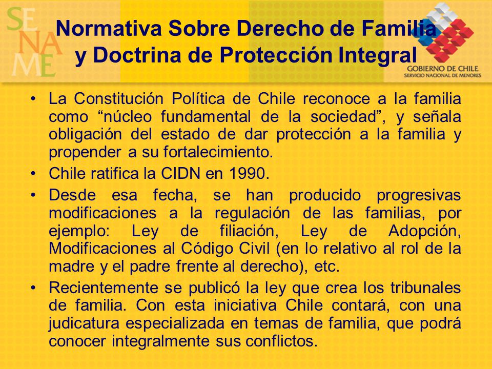Normativa Sobre Derecho de Familia y Doctrina de Protección Integral