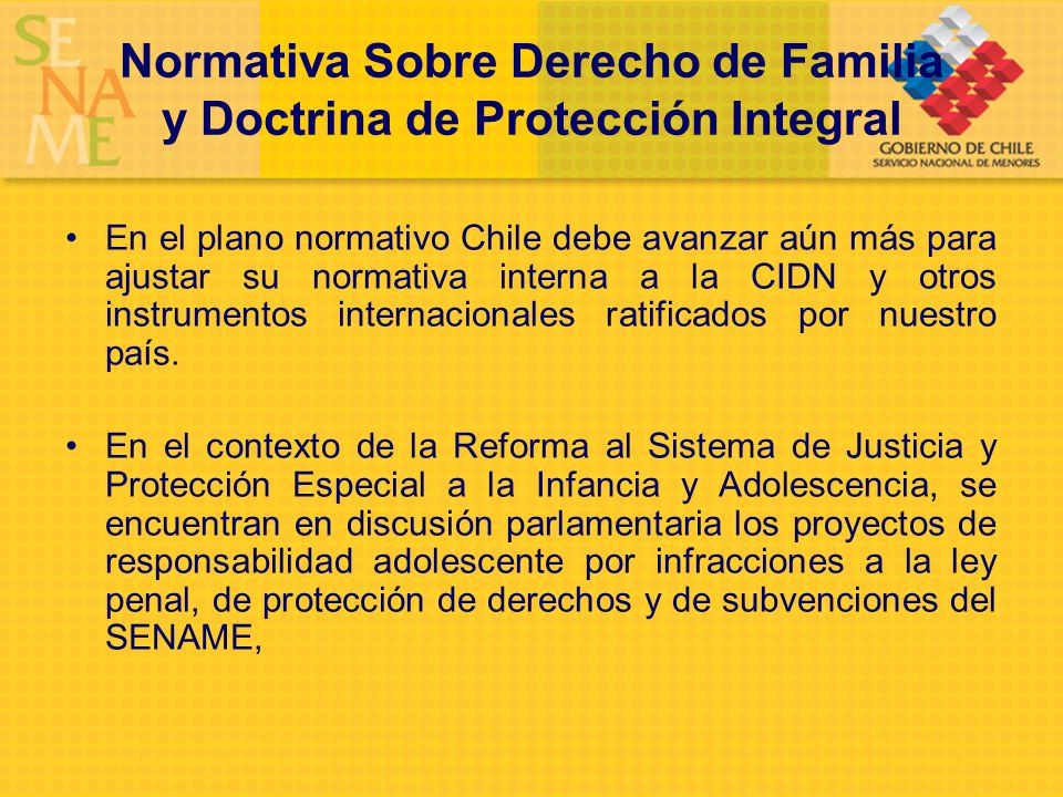 Normativa Sobre Derecho de Familia y Doctrina de Protección Integral