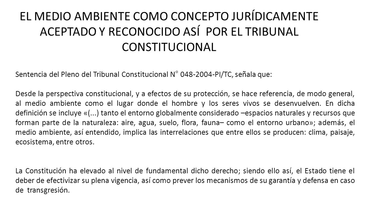 EL MEDIO AMBIENTE COMO CONCEPTO JURÍDICAMENTE ACEPTADO Y RECONOCIDO ASÍ POR EL TRIBUNAL CONSTITUCIONAL