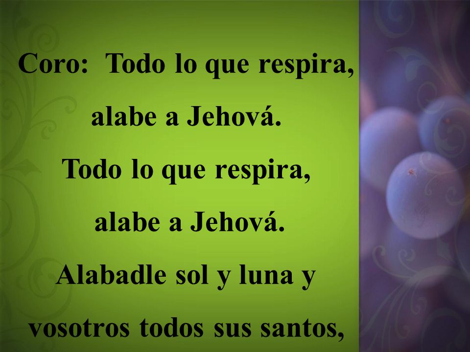 Coro: Todo lo que respira, alabe a Jehová.