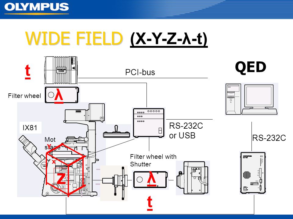 WIDE FIELD (X-Y-Z-λ-t) t λ λ t QED Z PCI-bus RS-232C or USB RS-232C
