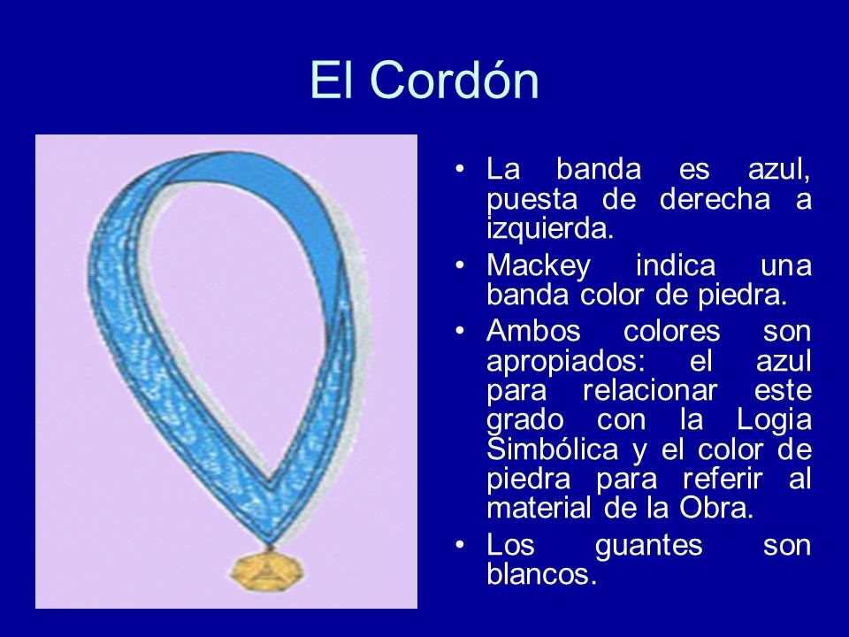 El Cordón La banda es azul, puesta de derecha a izquierda.