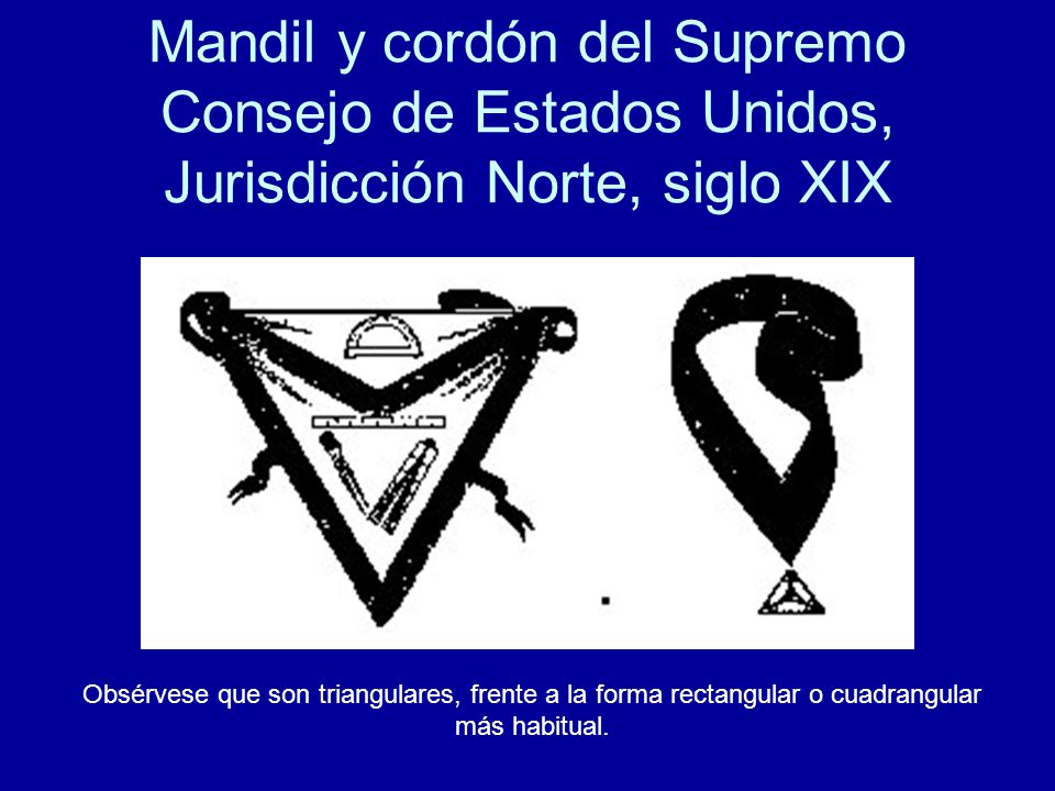 Mandil y cordón del Supremo Consejo de Estados Unidos, Jurisdicción Norte, siglo XIX