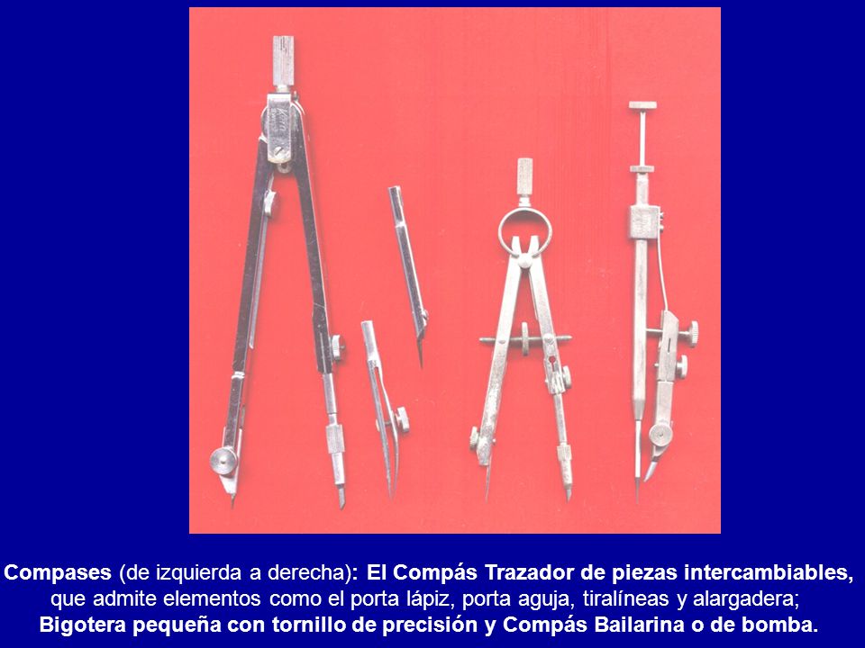 Compases (de izquierda a derecha): El Compás Trazador de piezas intercambiables,