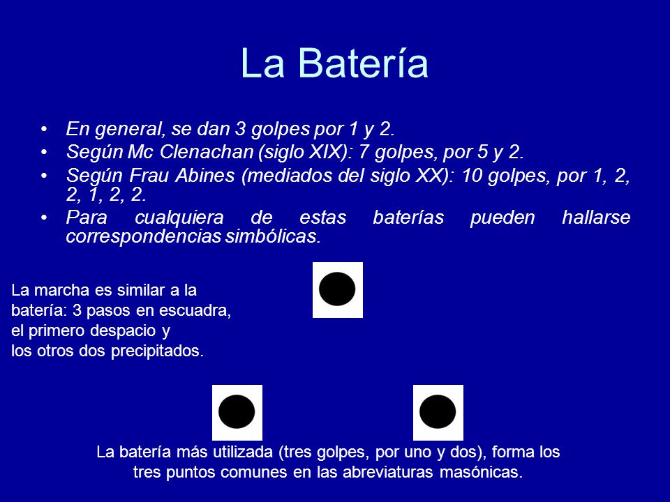 La Batería En general, se dan 3 golpes por 1 y 2.