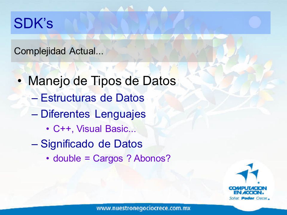 SDK’s Manejo de Tipos de Datos Estructuras de Datos
