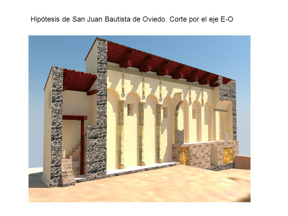 Hipótesis de San Juan Bautista de Oviedo. Corte por el eje E-O