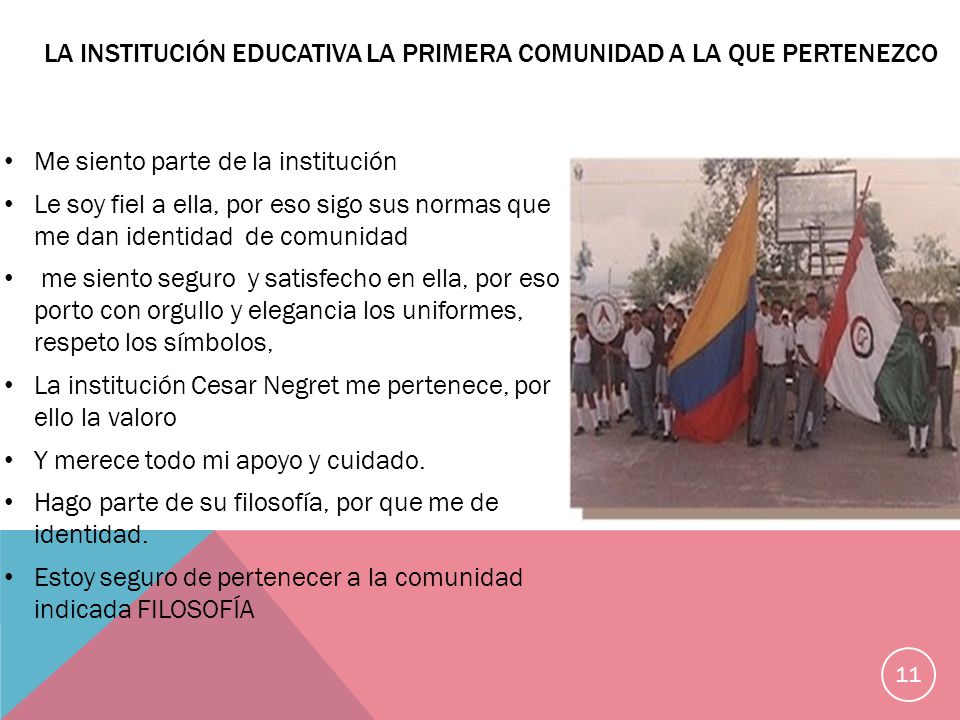 La institución educativa la primera comunidad a la que pertenezco