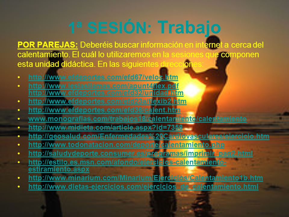 1ª SESIÓN: Trabajo POR PAREJAS: Deberéis buscar información en internet a cerca del.