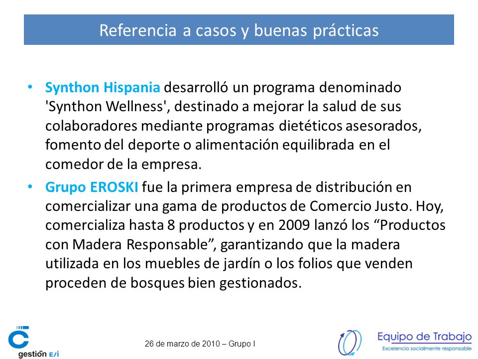 Referencia a casos y buenas prácticas