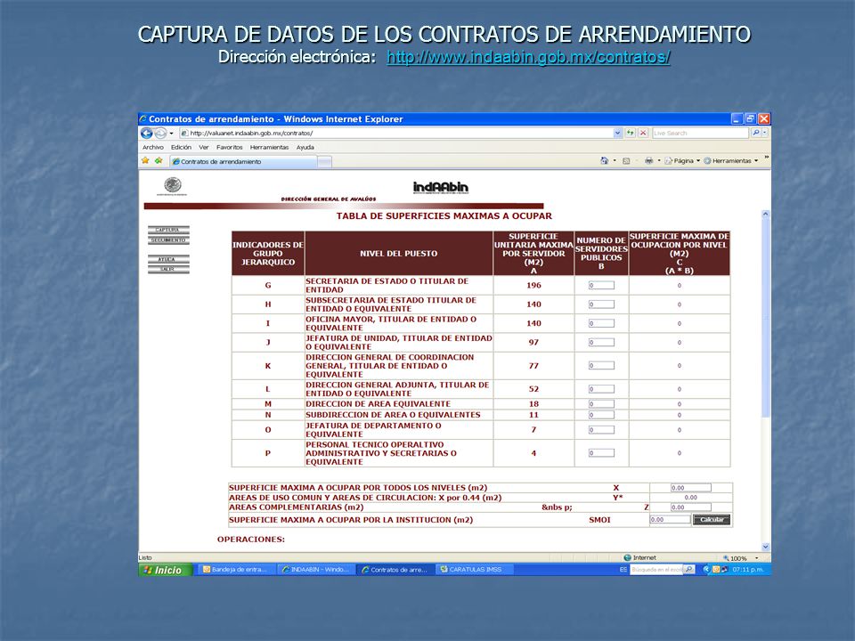 CAPTURA DE DATOS DE LOS CONTRATOS DE ARRENDAMIENTO Dirección electrónica: