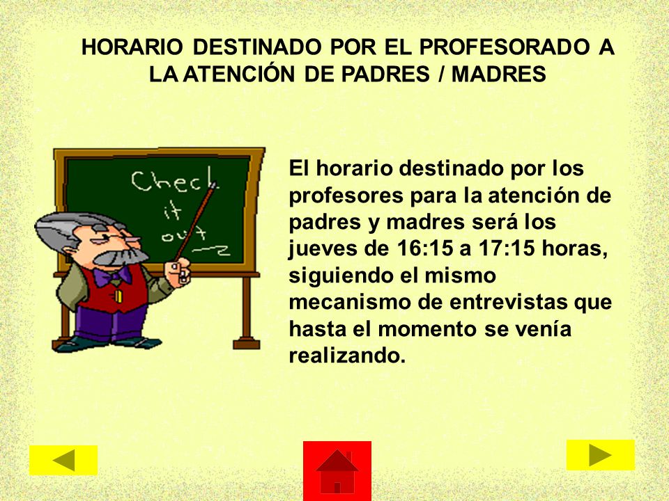 HORARIO DESTINADO POR EL PROFESORADO A LA ATENCIÓN DE PADRES / MADRES