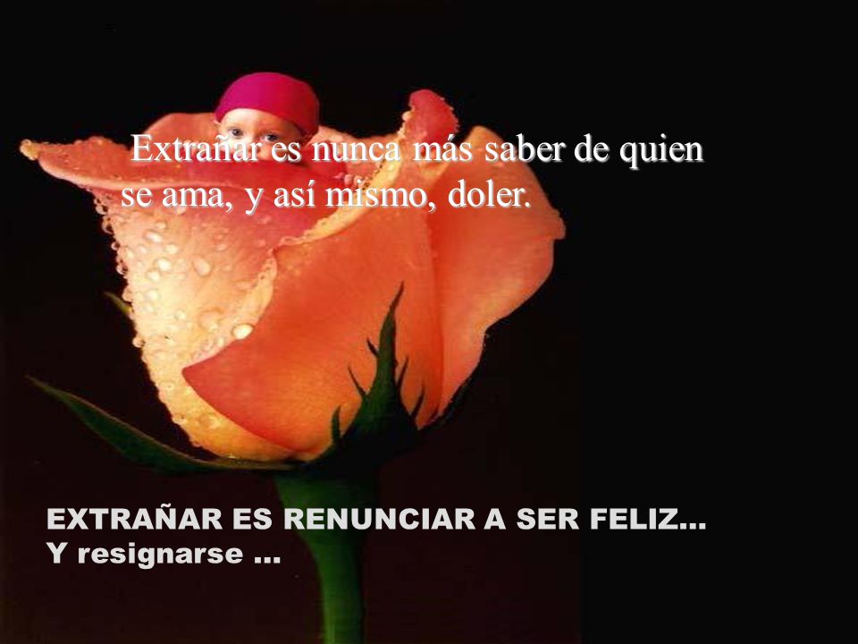 Extrañar es nunca más saber de quien se ama, y así mismo, doler.