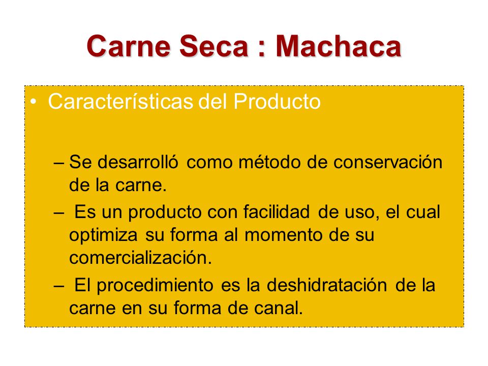 Carne Seca : Machaca Características del Producto