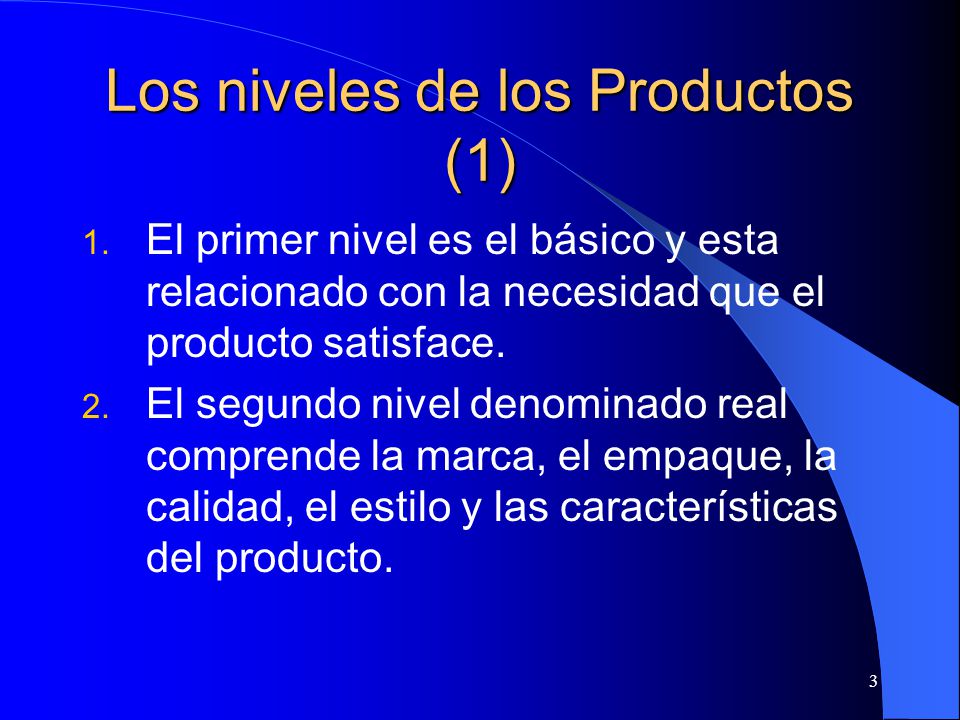 Los niveles de los Productos (1)