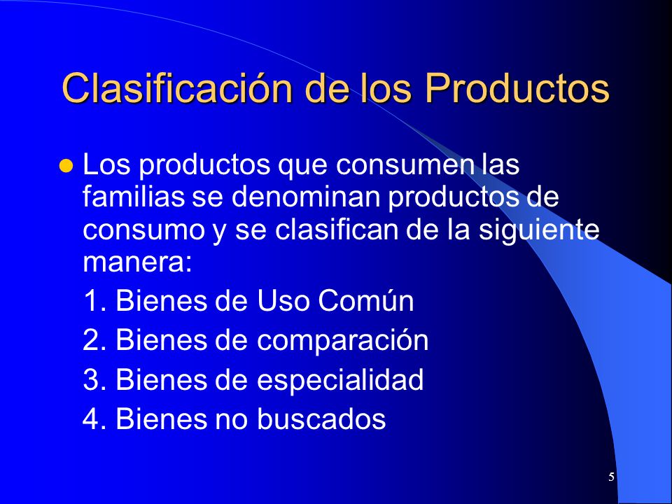 Clasificación de los Productos
