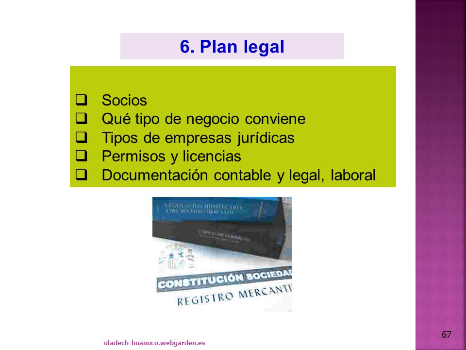 6. Plan legal Socios Qué tipo de negocio conviene