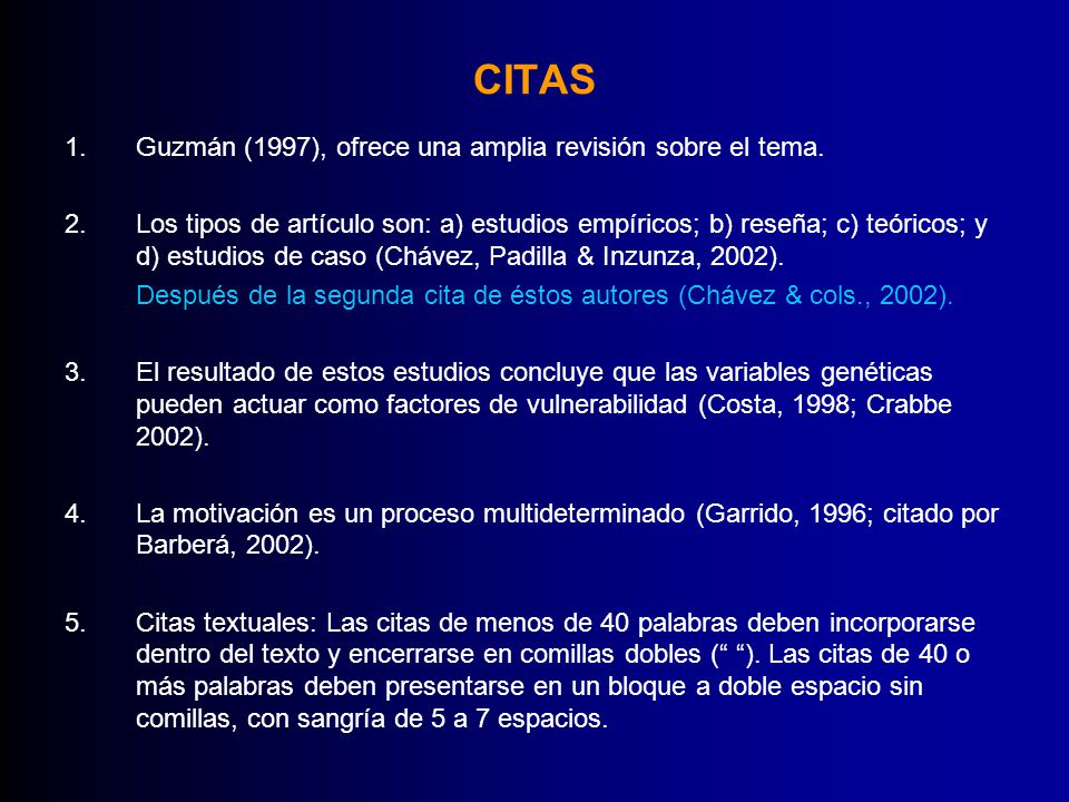 CITAS Guzmán (1997), ofrece una amplia revisión sobre el tema.
