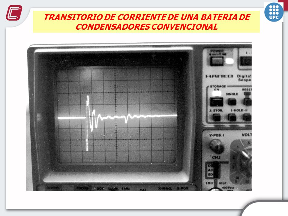 TRANSITORIO DE CORRIENTE DE UNA BATERIA DE CONDENSADORES CONVENCIONAL