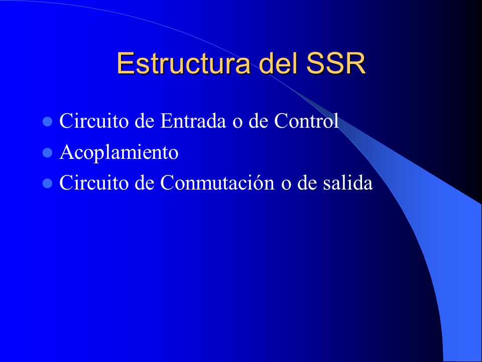 Estructura del SSR Circuito de Entrada o de Control Acoplamiento