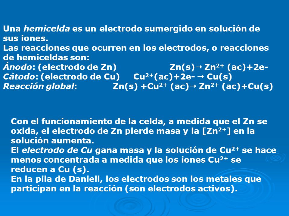 Una hemicelda es un electrodo sumergido en solución de sus iones.