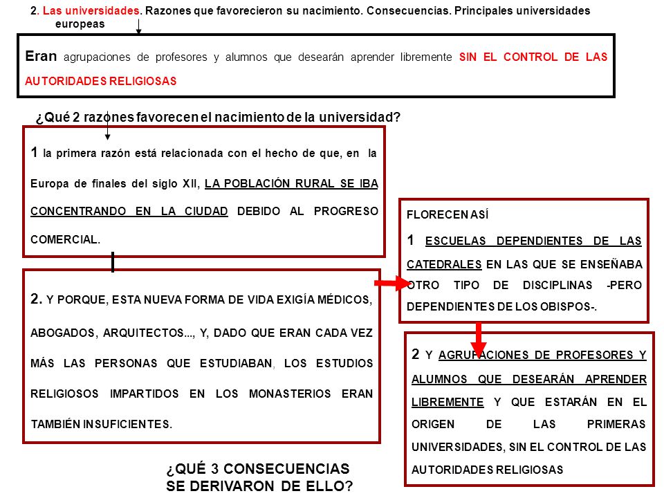 ¿Qué 2 razones favorecen el nacimiento de la universidad