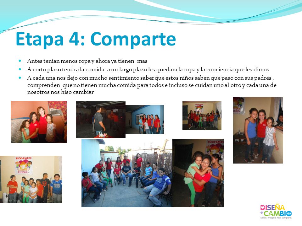 Etapa 4: Comparte Antes tenian menos ropa y ahora ya tienen mas