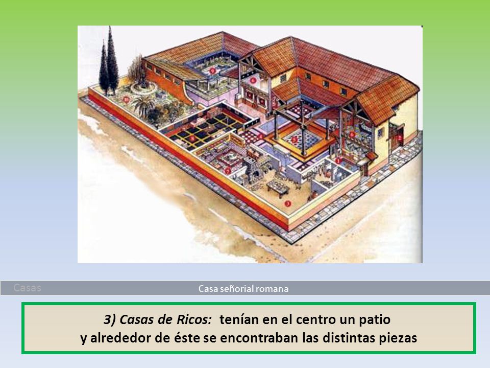 3) Casas de Ricos: tenían en el centro un patio