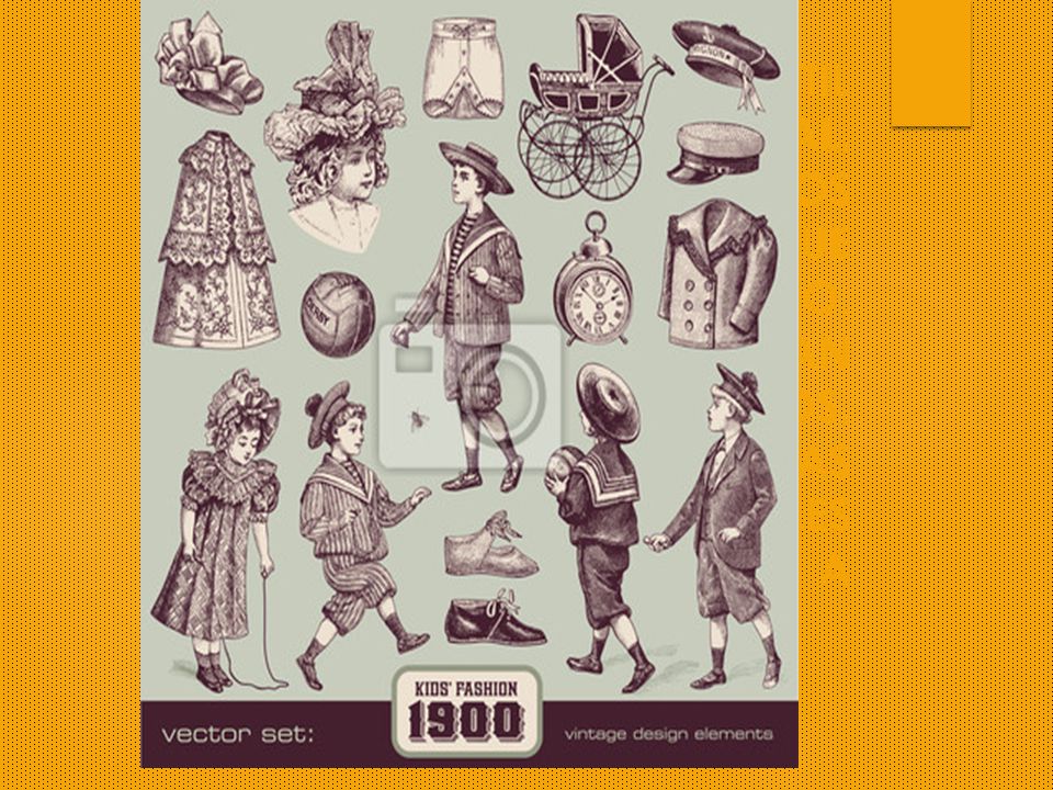 La ropa infantil como tal, comenzó en los años 1900s, ya que anterior a esto, los niños vestían como adultos, inclusive a las niñas se les obligaba a utilizar corsés.