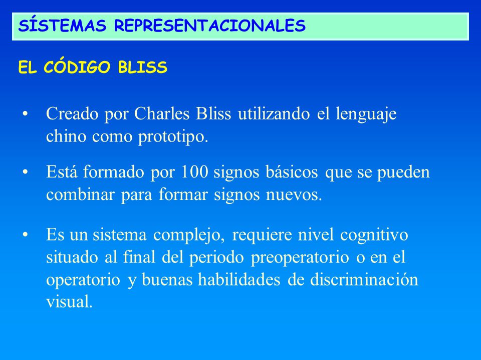 Creado por Charles Bliss utilizando el lenguaje chino como prototipo.